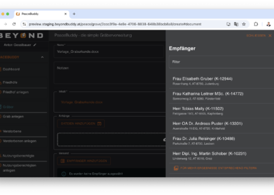 Auswahl des Nutzungsberechtigten