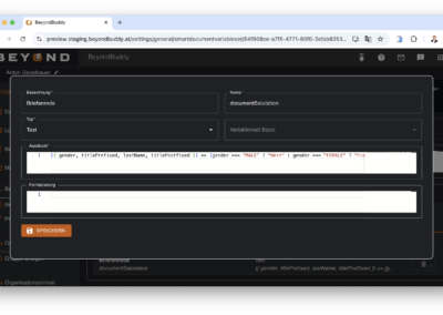 Dokumentvariable Anrede Definition